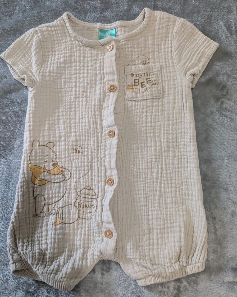 Disney Pooh Baby Boys Gauze Romper Sz 12 M